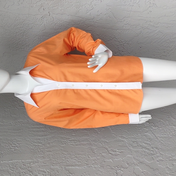 J. Mc Laughlin Ladies (2) Tone Trim, SuperFine 100's 2 ply Cotton Luxury Blouse/ - Picture 16 of 17